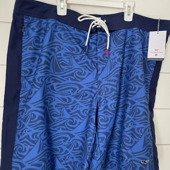 Vineyard Vines Navy Printed Swim board Shorts trunks nautical vacation preppy - Picture 3 of 5